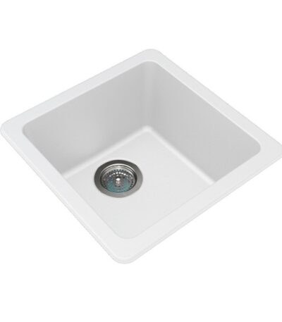 422x422x203mm White Granite Single Bowl Kitchen Sink