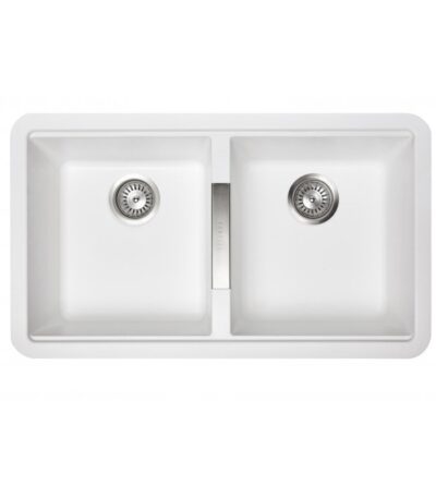 White Carysil CG2B3322 Double Bowl Stone Kitchen Sink 824*481*241mm