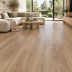 Lotto Casa Blackbutt SPC flooring in a modern living room — illustrative render