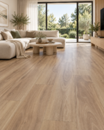 Lotto Casa Blackbutt SPC flooring in a modern living room — illustrative render
