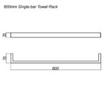 IVANO - 800mm Black Single Towel Rail