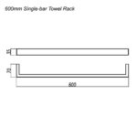 IVANO - 600mm Brushed Brass Single Towel Rail