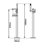 Gunmetal Freestanding Tap with Handheld Shower