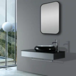 450x750mm Matte Black Framed Mirror