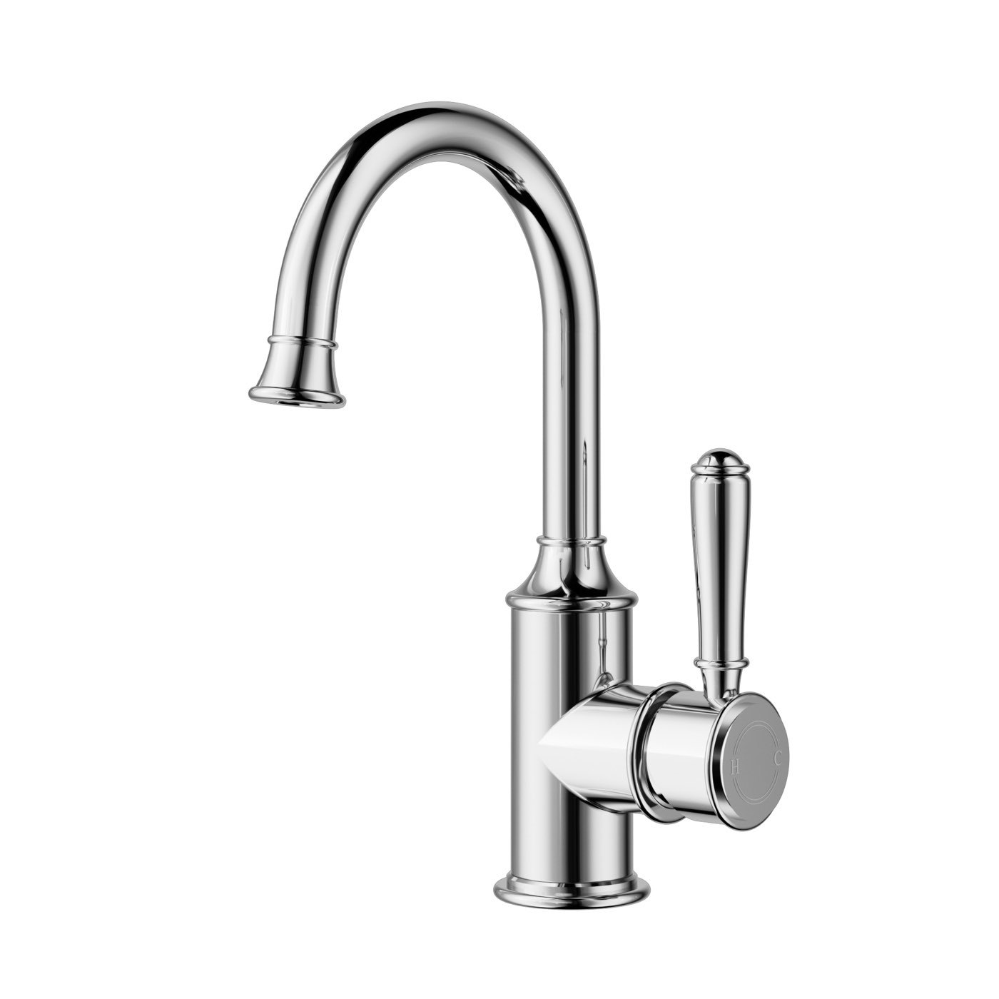 hyb868-201+chrome-opt68 Clasico Basin Mixer Gooseneck - Image 1
