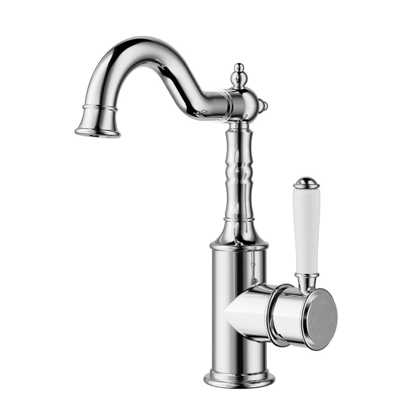 hyb868-202a+chrome-opt69 Clasico Tall Basin Mixer Hook Spout / Ceramic Handle - Image 1