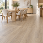 Lotto Casa Linen Oak SPC flooring in a contemporary dining room — illustrative render