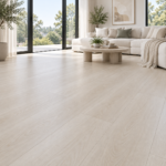Lotto Casa Pearl Oak SPC flooring in a bright living room — illustrative render