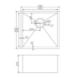 440x440x205mm Copper Stainless Steel PVD Single Bowl Kitchen Sink