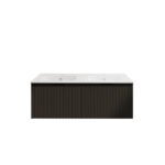 Vienna 1200mm Matt Black Wall Hung Fluted Vanity (Double Bowls)