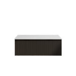 Vienna 1200mm Matt Black Wall Hung Fluted Vanity (Double Bowls)