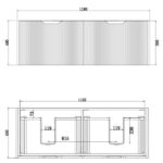 Vienna 1200mm Matt Black Wall Hung Fluted Vanity (Double Bowls)