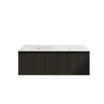 Vienna 1500mm Matt Black Wall Hung Fluted Vanity (Double Bowls)