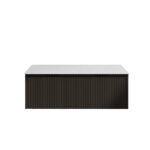 Vienna 1500mm Matt Black Wall Hung Fluted Vanity (Double Bowls)