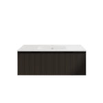Vienna 1500mm Matt Black Wall Hung Fluted Vanity (Single Bowl)