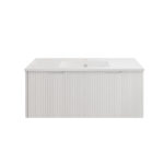 Vienna 1500mm Matt White Wall Hung Fluted Vanity (Single Bowl)