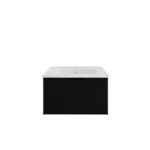 Vienna 600mm Matt Black Wall Hung Fluted Vanity Cabinet