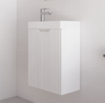 Vienna 450mm Matte White Wall Hung One Door Mini Vanity with Polymarble Top